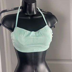 Striped green white bathing suit top